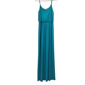 Lush Teal Maxi Dress XS Spaghetti Strap Sleeveless Flowy Casual Summer